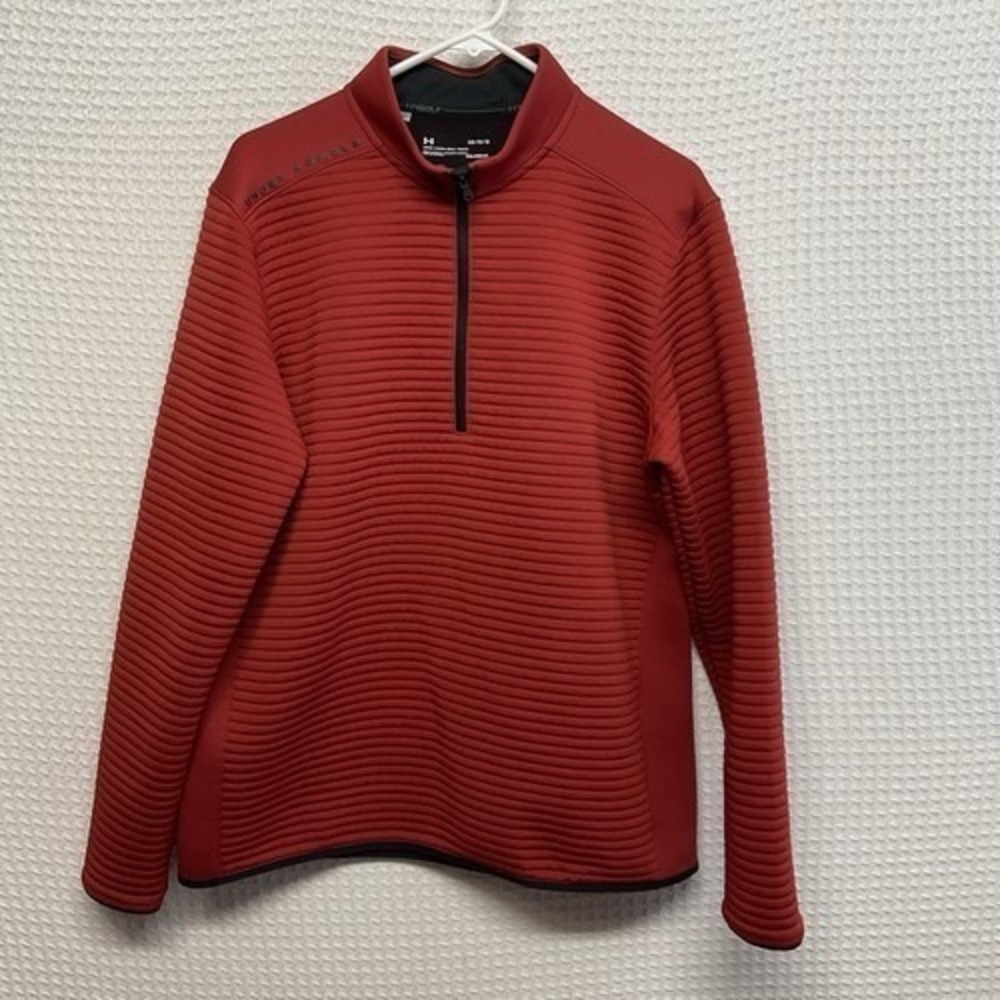 Under Armour Loose Sienna/Red 1/4 Zip MockNeck Golf Sweater Men Large Indonesia